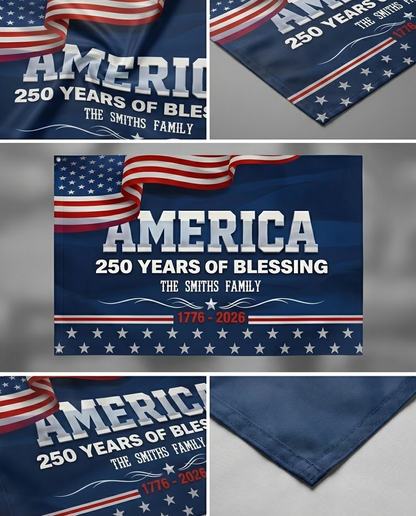 Personalized 250 Years of Blessing 1776-2026 God America Patriotic House Flag