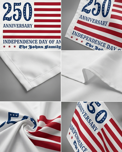 Personalized Family Name 250 Anniversary Independence Day of America Banner House Flag