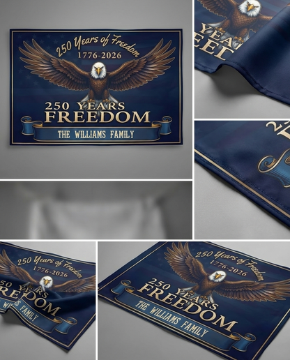 Personalized Family Name 250 Years of Freedom Patriotic Banner House Flag