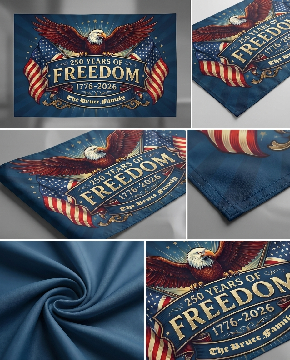 Personalized Family Name 250 Years Of Freedom Semiquincentennial Banner House Flag