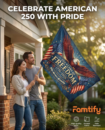 Personalized Family Name 250 Years Of Freedom Semiquincentennial Banner House Flag