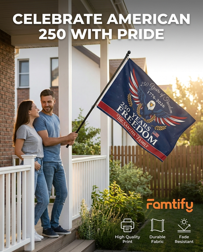 Personalized Family Name America 250 Years of Freedom Banner House Flag
