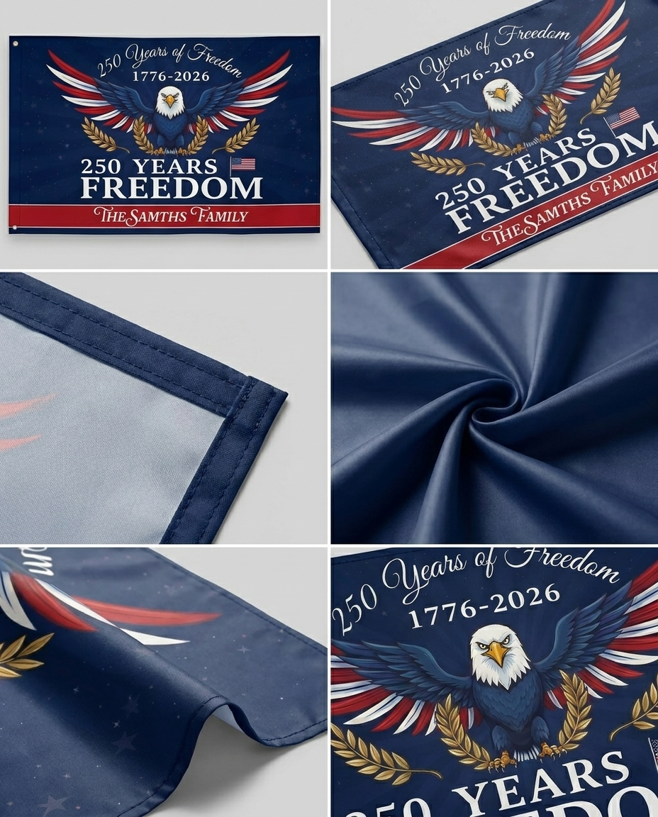 Personalized Family Name America 250 Years of Freedom Banner House Flag