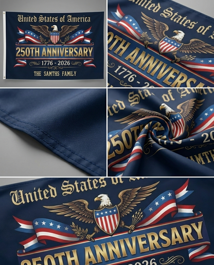 Personalized Family Name USA 250th Anniversary Banner House Flag