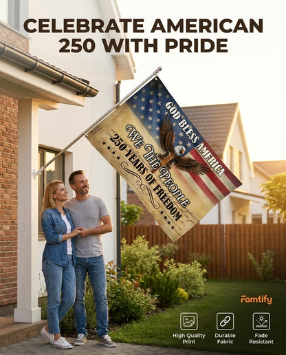 Personalized God Bless America 250 Years Of Freedom Banner House Flag