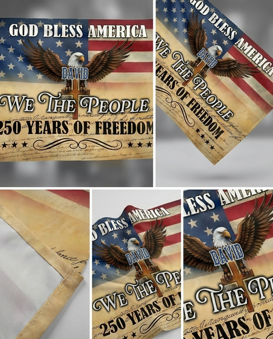 Personalized God Bless America 250 Years Of Freedom Banner House Flag
