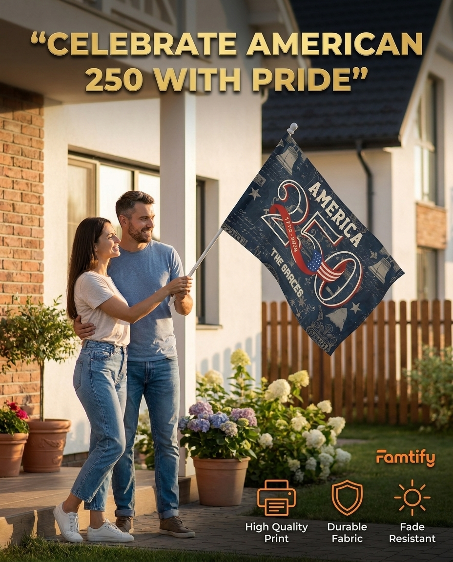 United States of America 1776 2026 House Flag 250 Years Patriotic Gift Decor