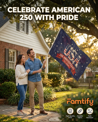 United States of America 1776-2026 250th Anniversary - USA Semiquincentennial Patriotic Outdoor House Flag