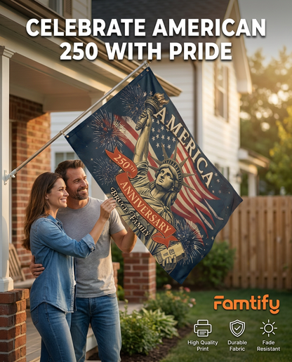 United States 250 Years Anniversary Custom Family Name House Flag