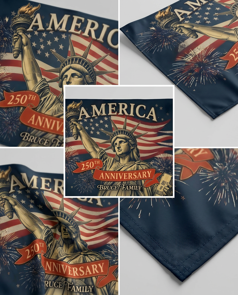 United States 250 Years Anniversary Custom Family Name House Flag