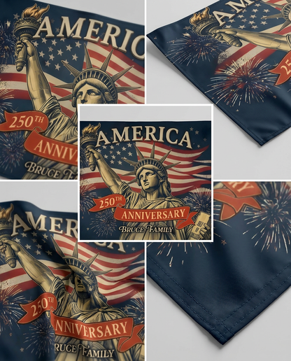 United States 250 Years Anniversary Custom Family Name House Flag