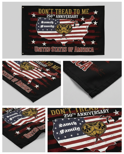 USA 250th Anniversary House Flag - Don’t Tread On Me Patriotic Design