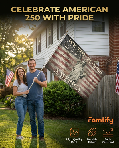 We the People - 250 Years America Anniversary Custom Family Name House Flag