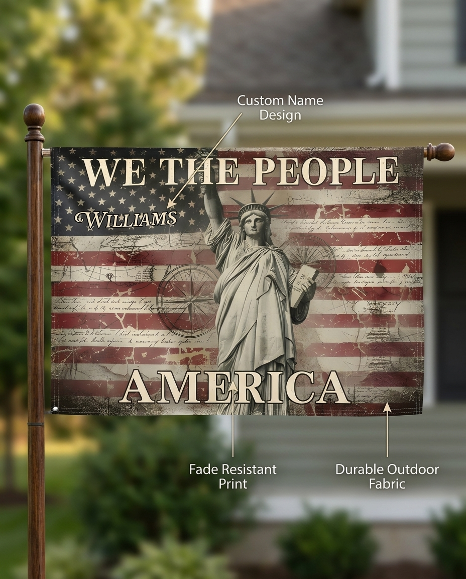 We the People - 250 Years America Anniversary Custom Family Name House Flag