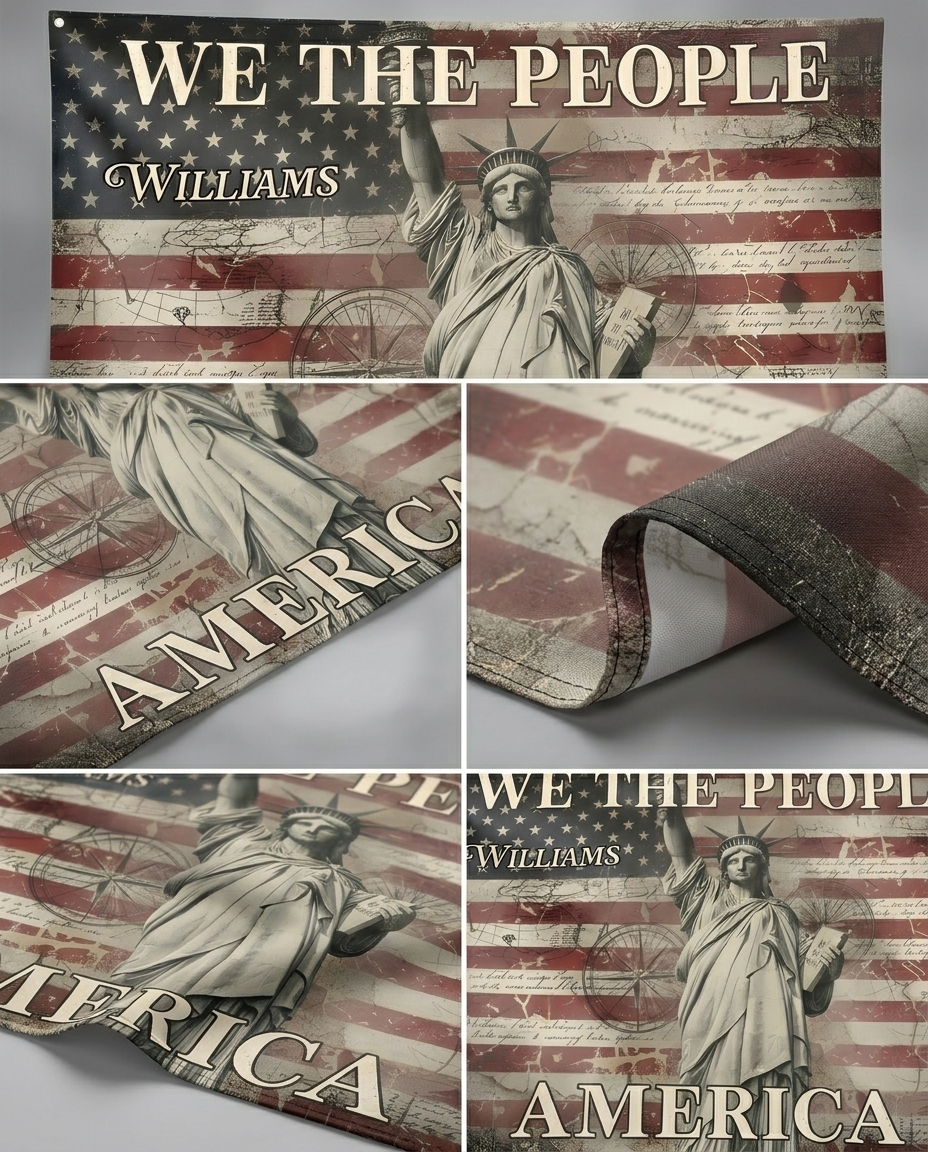 We the People - 250 Years America Anniversary Custom Family Name House Flag