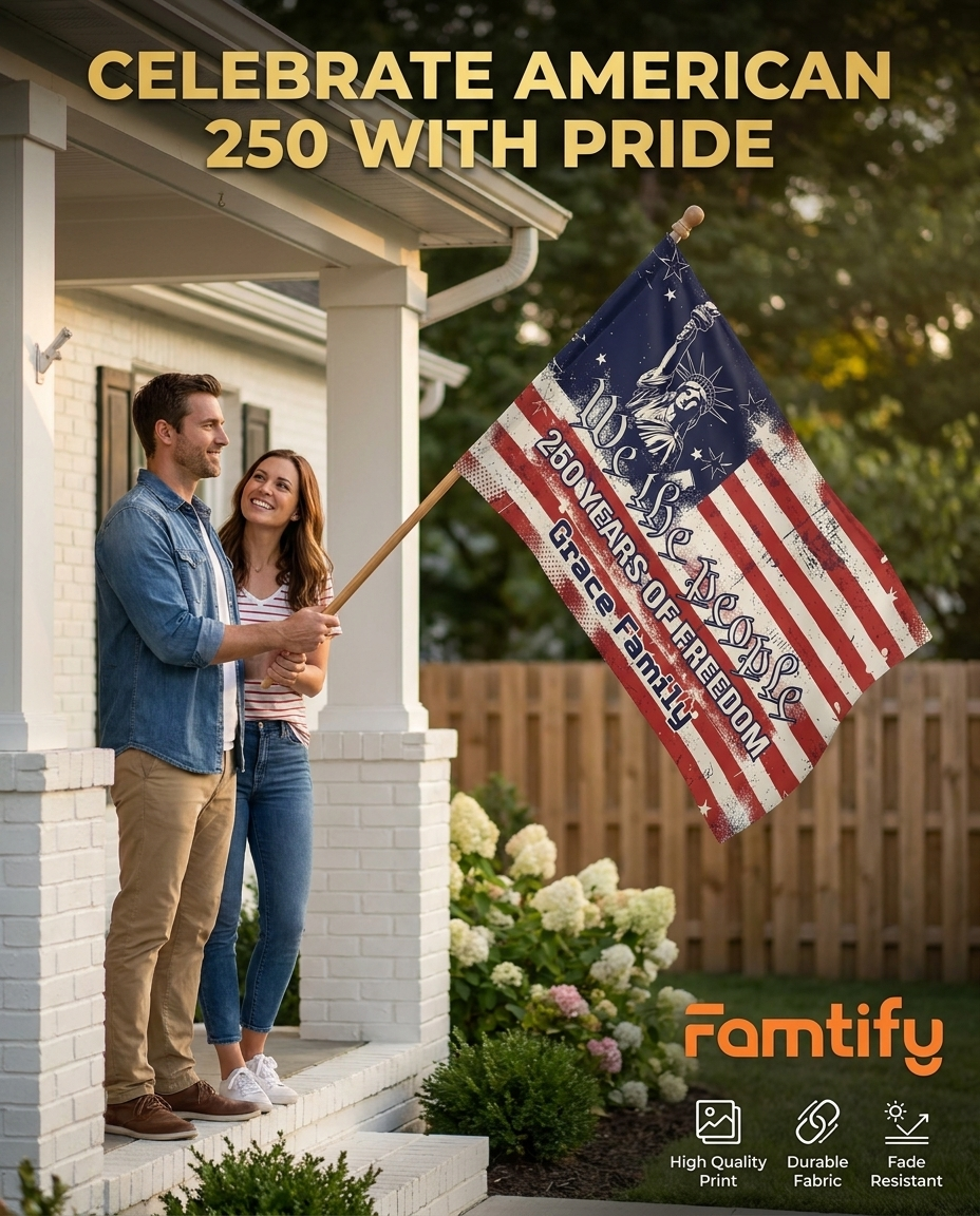 We The People 250 Years Of Freedom Double-Sided House Flag