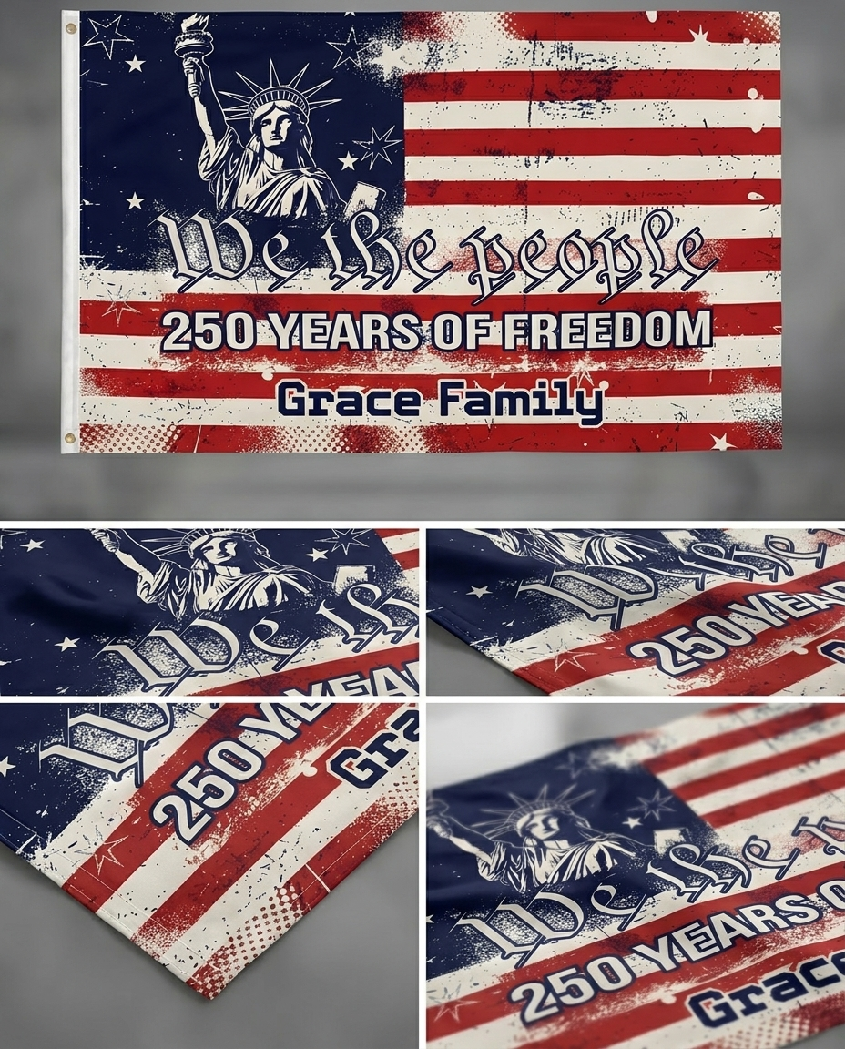 We The People 250 Years Of Freedom Double-Sided House Flag