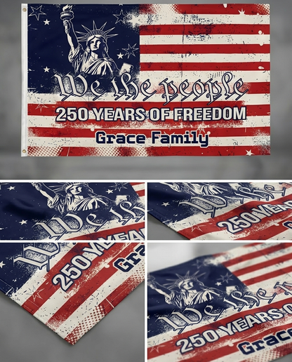 We The People 250 Years Of Freedom Double-Sided House Flag