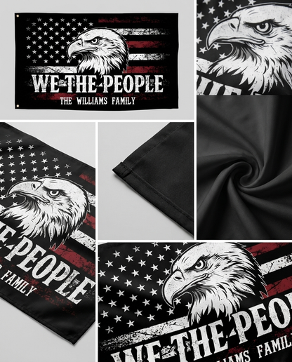We The People Black And Red USA American Double-Sided Flag