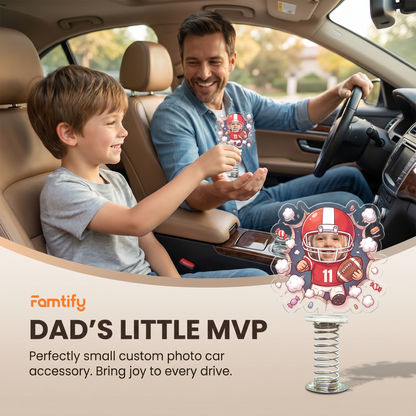 Personalized Football Jersey Car Standee for Dad – Custom Photo Drive Safe Gift