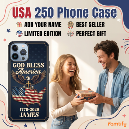 Personalized Patriotic Eagle Phone Case - God Bless America USA 250 Years