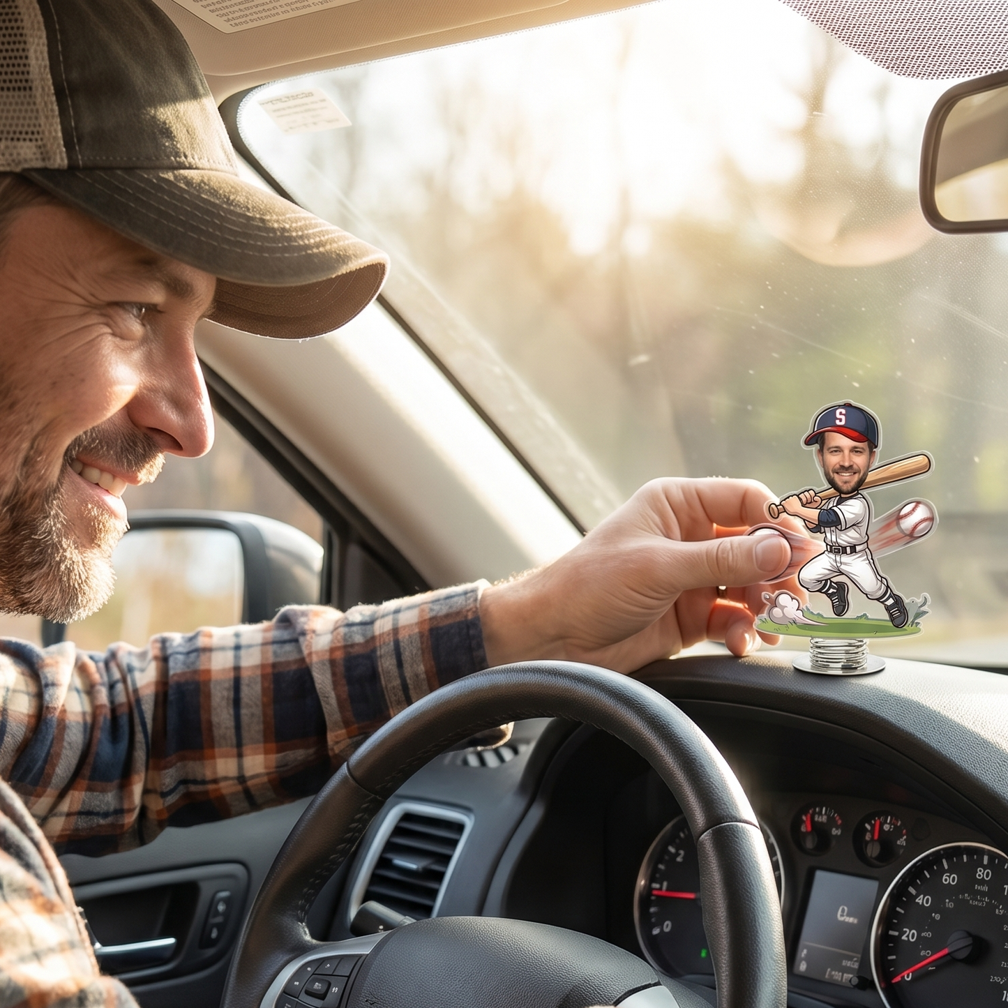 Personalized Baseball Dad Drive Safe Car Standee – Custom Photo Gift for Dad