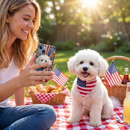 Custom Photo My Dog, Cat Loves America 250 Patriotic Phone Case