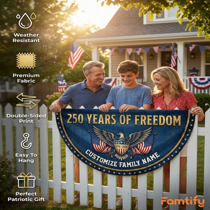 250 Years Of Freedom Custom Family Name Non-Pleated Fan Flag