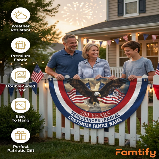American Flag - USA 250th Anniversary Semiquincentennial Non-Pleated Fan Flag