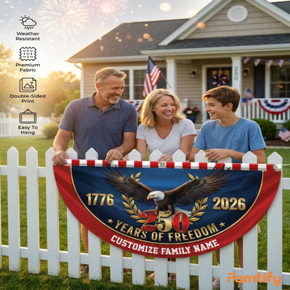 Custom Family Name 250 Years Of Freedom Non-Pleated Fan Flag