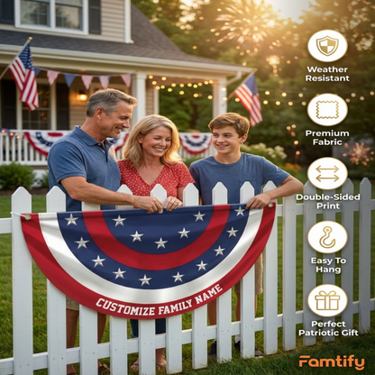 Custom Family Name America Non-Pleated Fan Flag