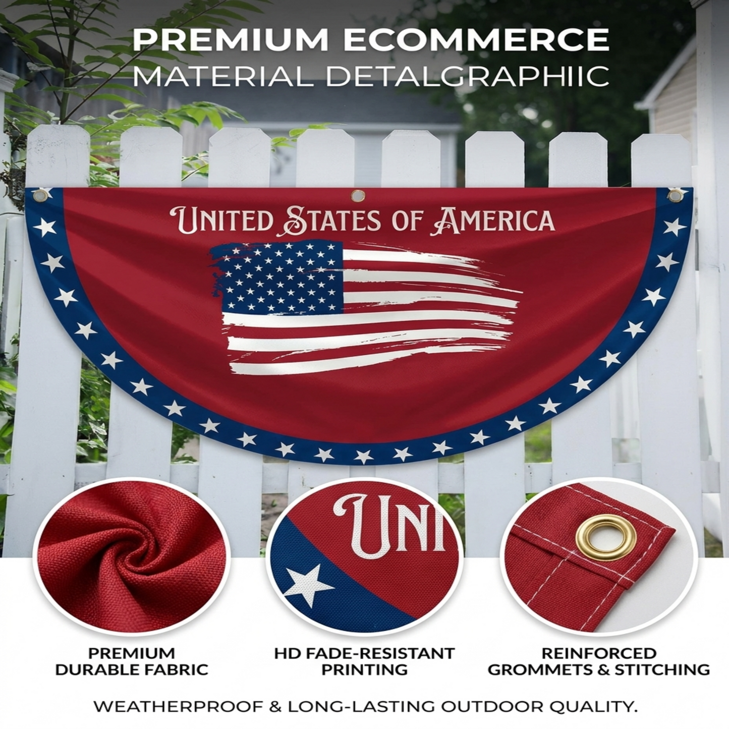 Custom Family Name USA 250th Anniversary Non-Pleated Fan Flag Red