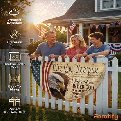 Custom Family Name We The People America Non-Pleated Fan Flag