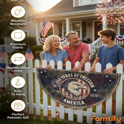 USA 250 Years Of Freedom Custom Family Name Non-Pleated Fan Flag