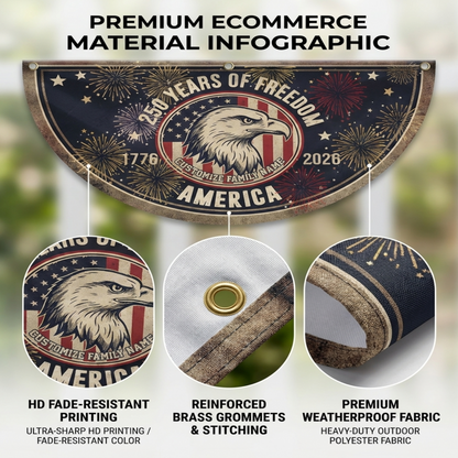 USA 250 Years Of Freedom Custom Family Name Non-Pleated Fan Flag