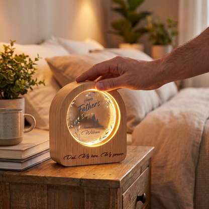 Personalized Round Night Light – “Dad, My Hero, My Forever” Custom Name Gift