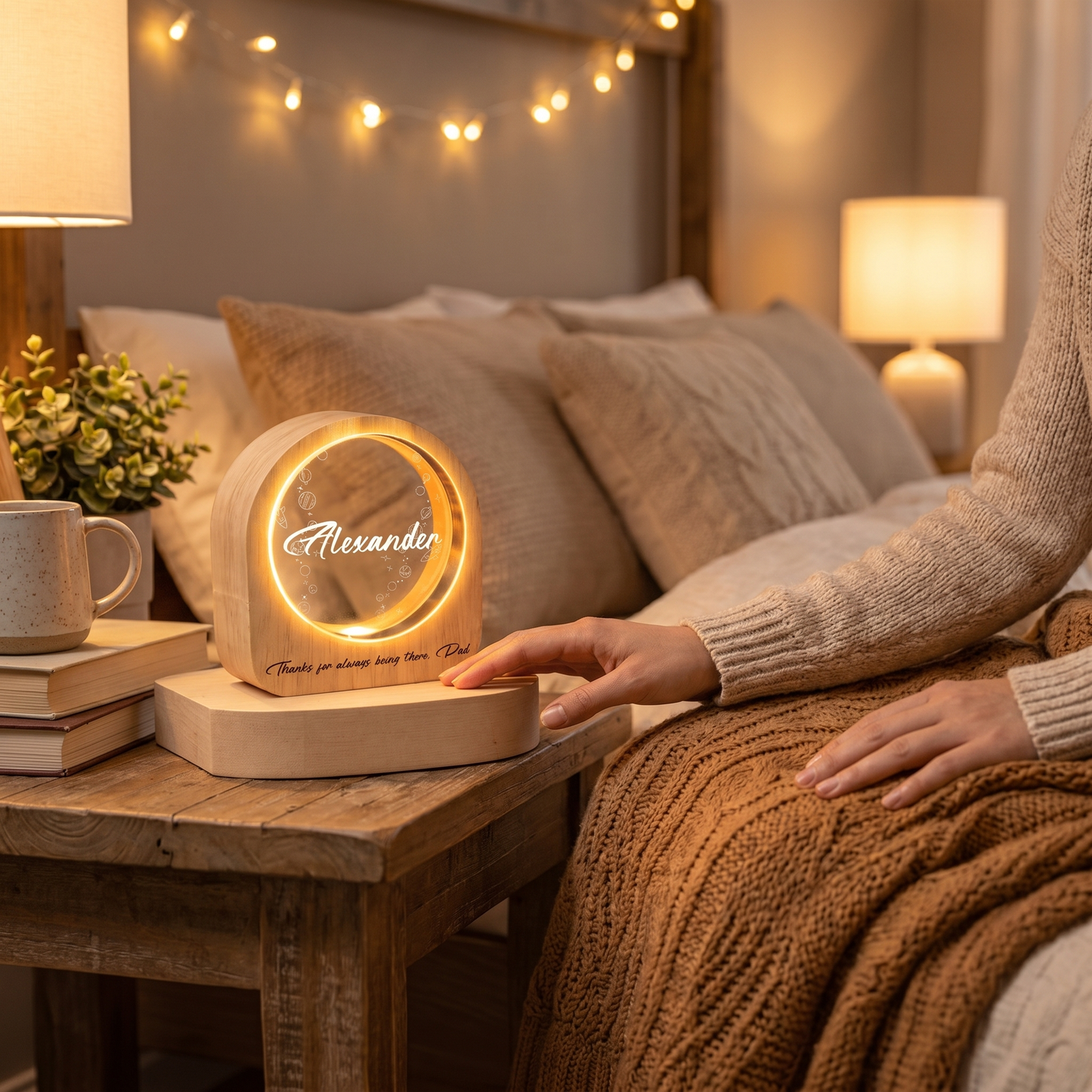 Personalized Round Night Light – “To The World’s Greatest Dad” Custom Gift