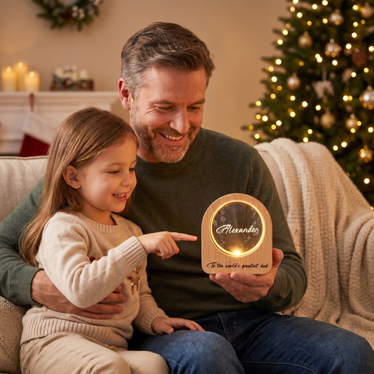 Personalized Round Night Light - "To The World's Greatest Dad" Custom Gift