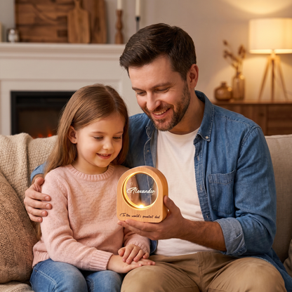 Personalized Round Night Light – “To The World’s Greatest Dad” Custom Gift