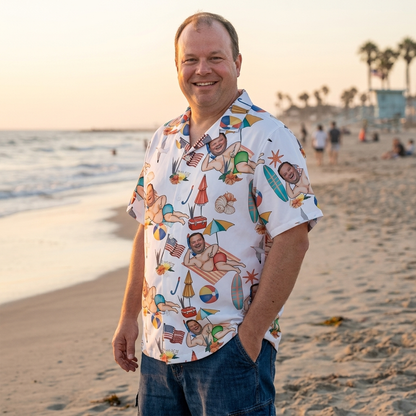 Personalized Hawaiian Shirt for Dad – Custom Photo Tropical Gift