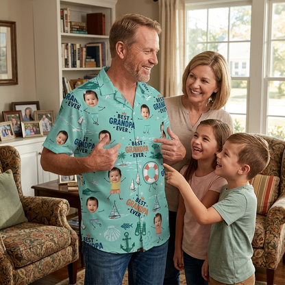 Personalized Hawaiian Shirt for Grandpa – “Best Grandpa Ever” Custom Gift