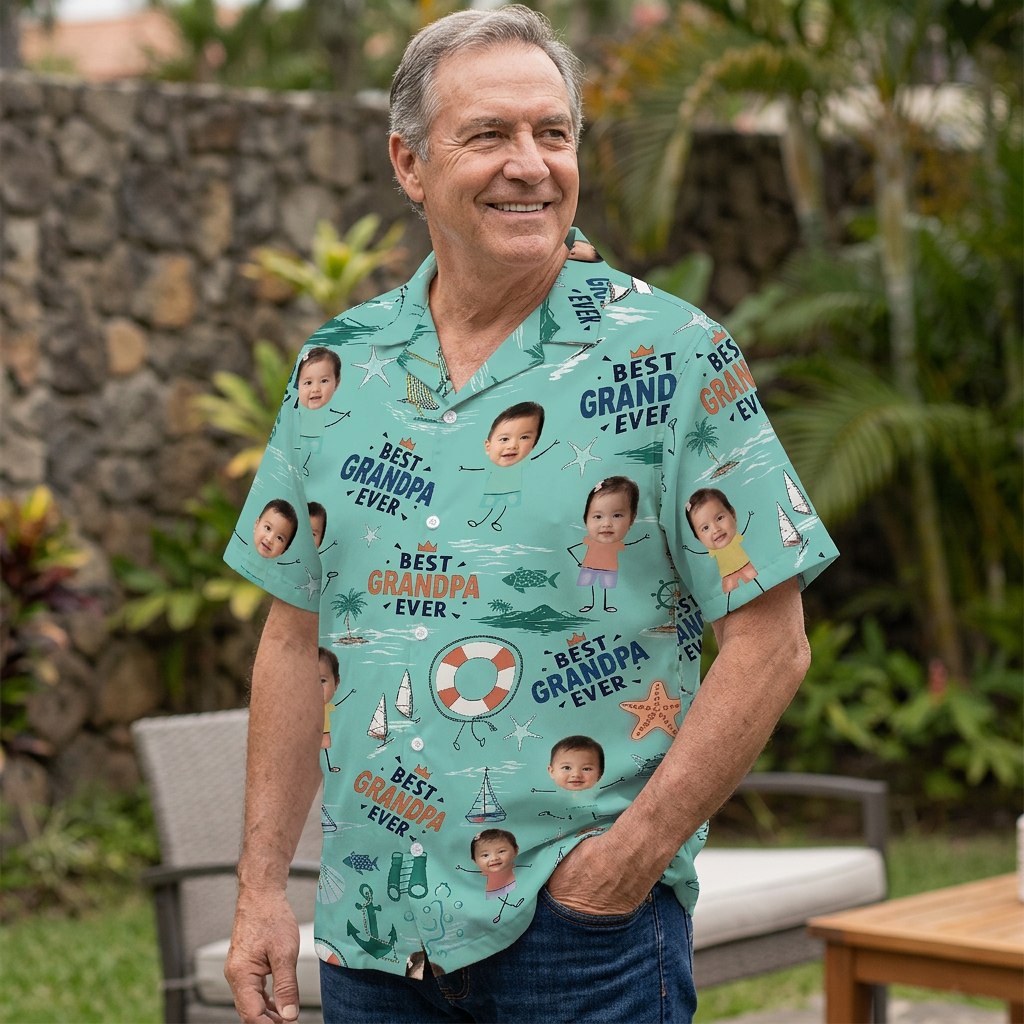 Personalized Hawaiian Shirt for Grandpa – “Best Grandpa Ever” Custom Gift