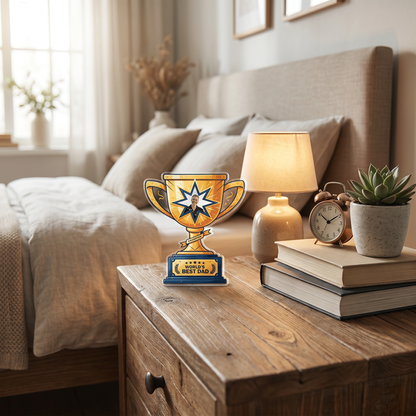 Personalized Acrylic Plaque for Dad – “World’s Best Dad Cup” Custom Photo Gift