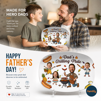 Personalized Dad’s Grilling Plate – Custom BBQ Serving Platter Gift for Dad