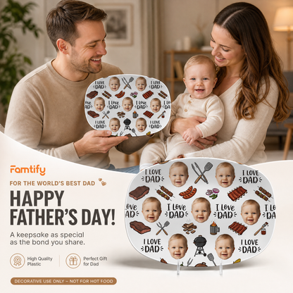 Personalized “I Love Dad” Photo Pattern Grilling Plate – BBQ Decoration Keepsake