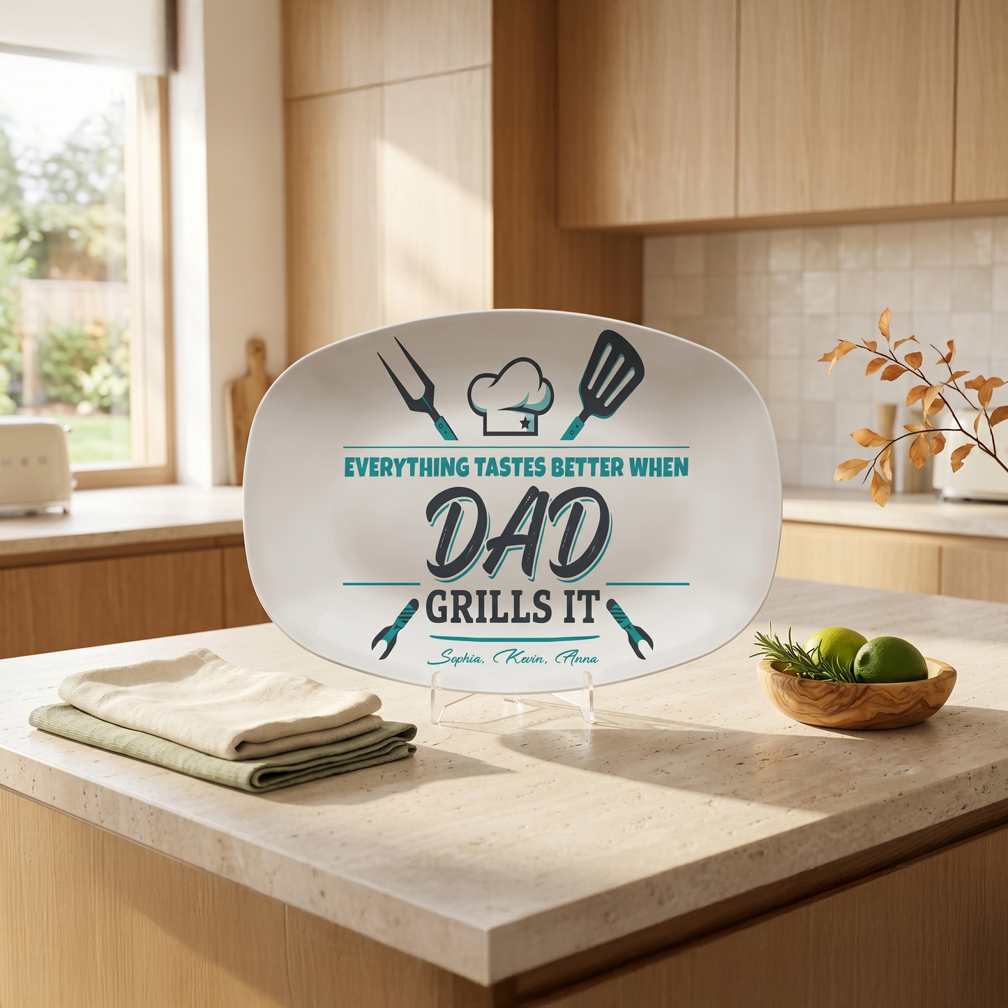 Personalized “Everything Tastes Better When Dad Grills It” Decorative Plate