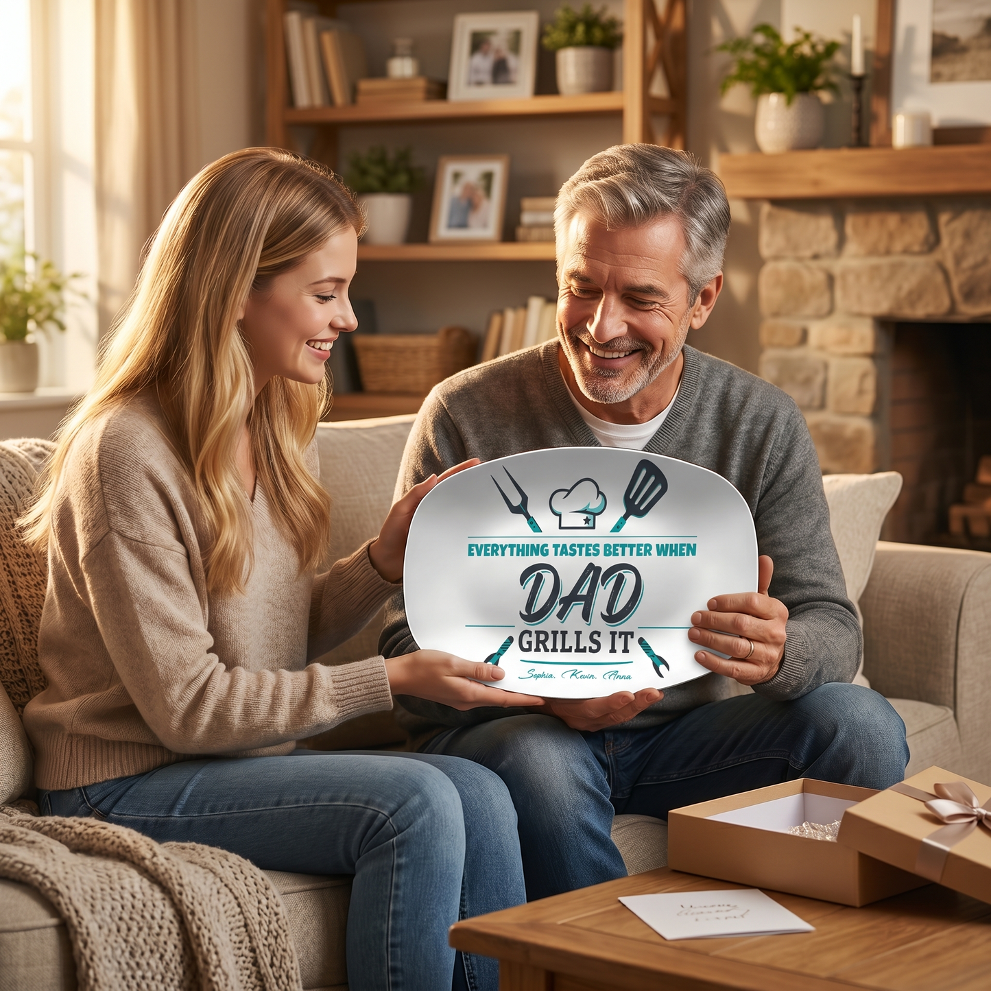 Personalized “Everything Tastes Better When Dad Grills It” Decorative Plate