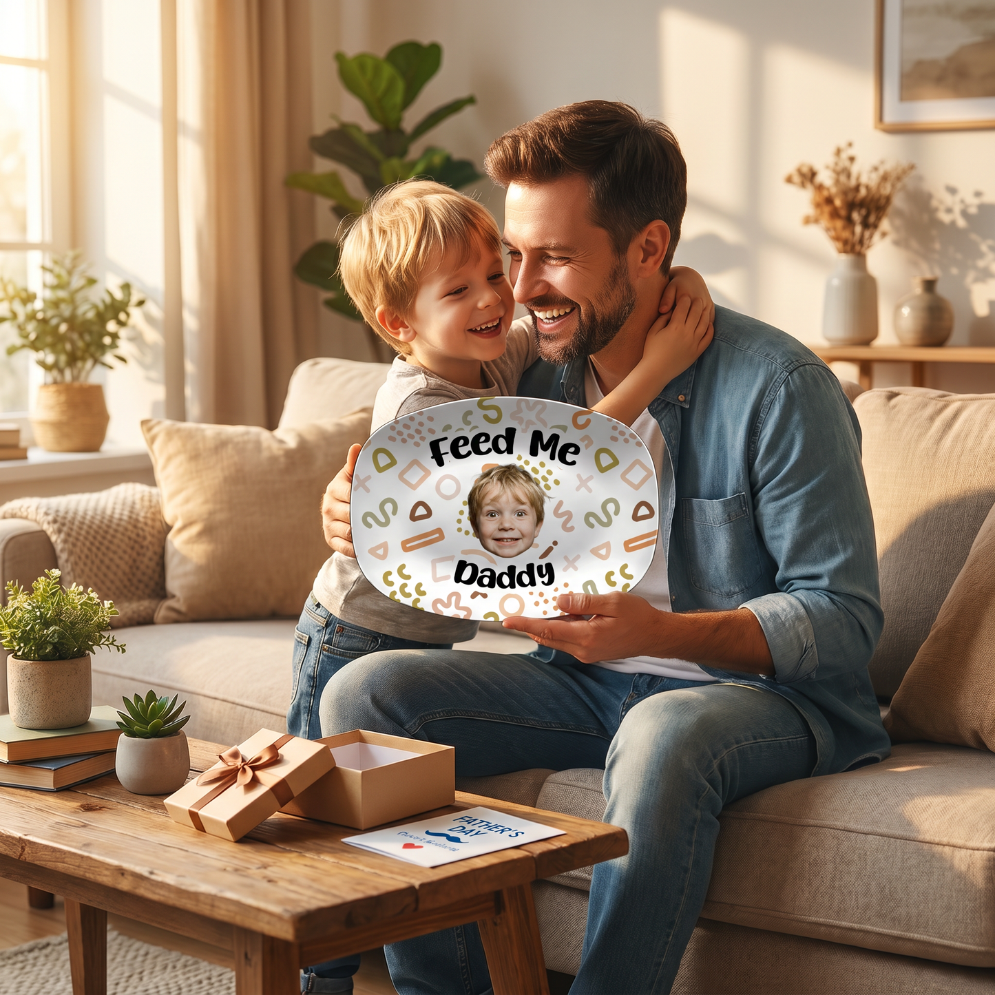 Personalized “Feed Me Daddy” Decorative Plate – Funny BBQ Keepsake for Dad