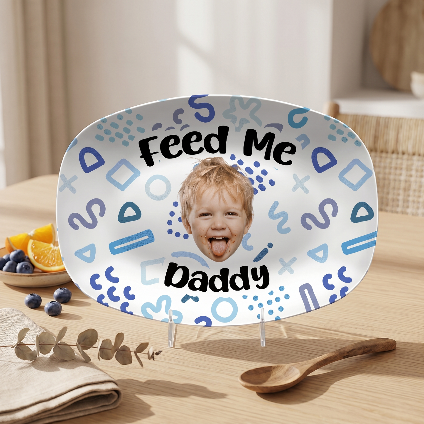 Personalized “Feed Me Daddy” Decorative Plate – Funny BBQ Keepsake for Dad