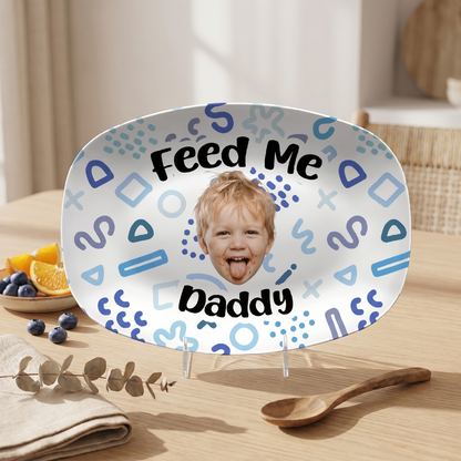 Personalized “Feed Me Daddy” Decorative Plate – Funny BBQ Keepsake for Dad